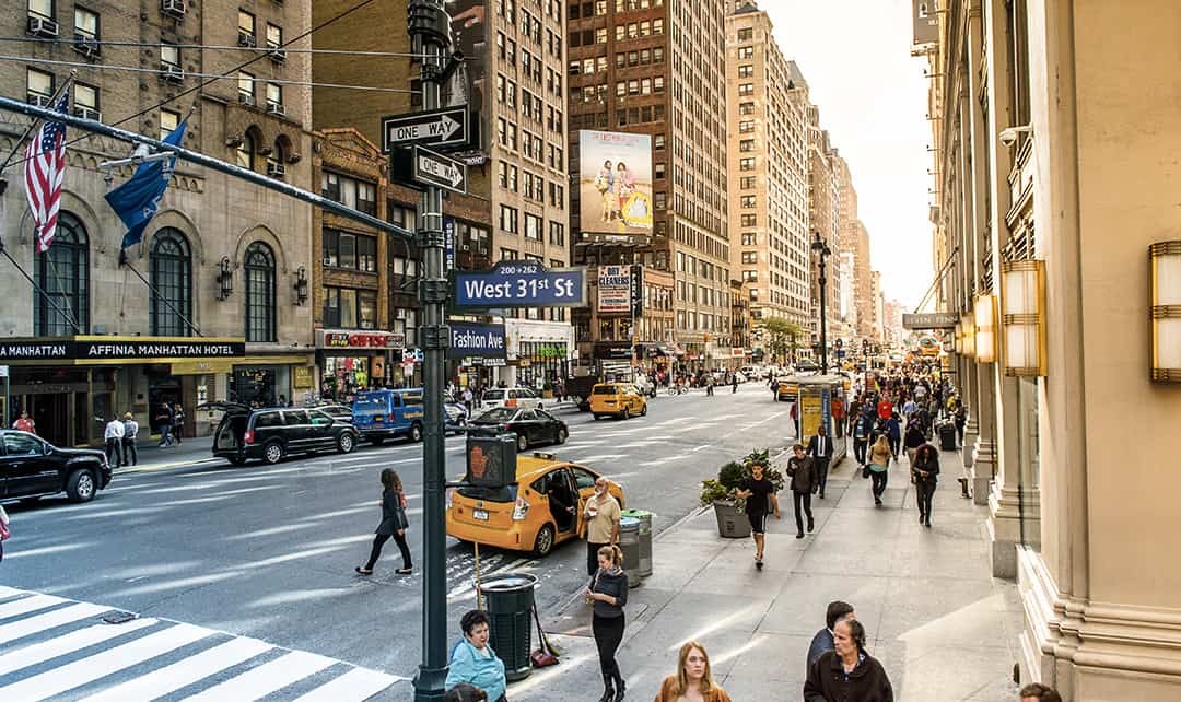 A busy street in New York City