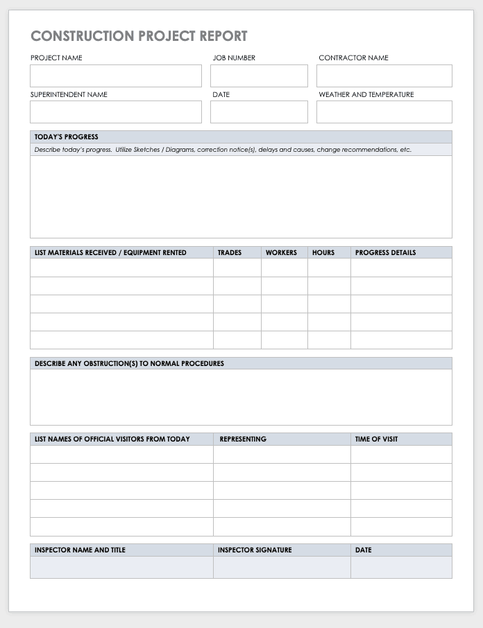 Construction Project Report Template