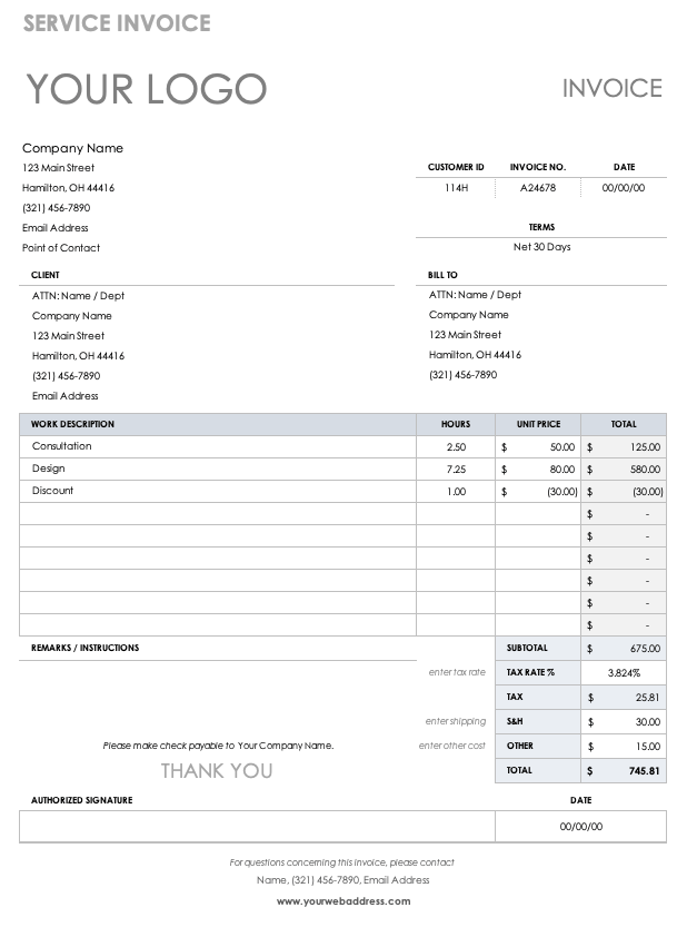 Service Invoice Template