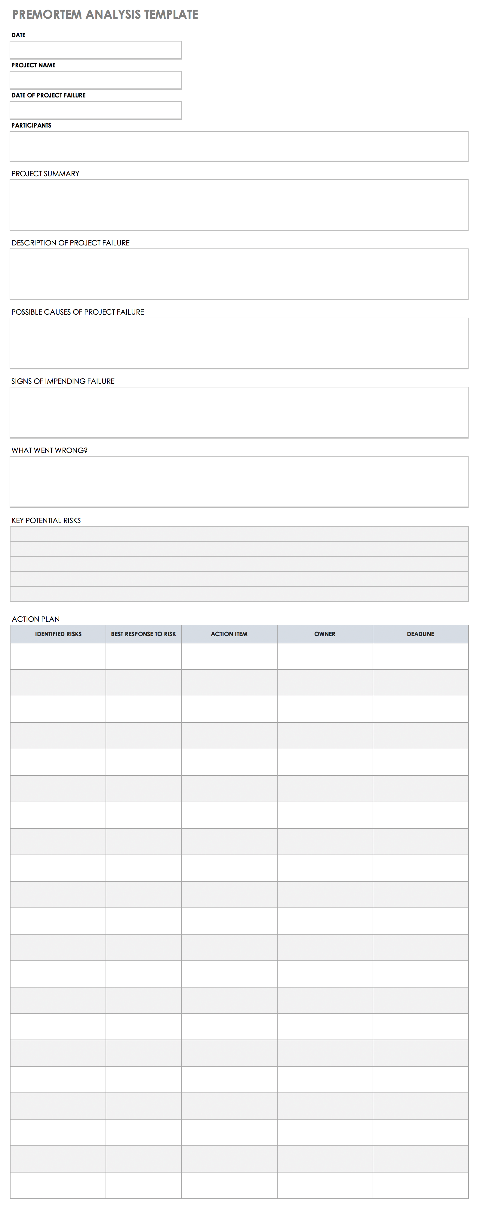 Premortem Analysis Template