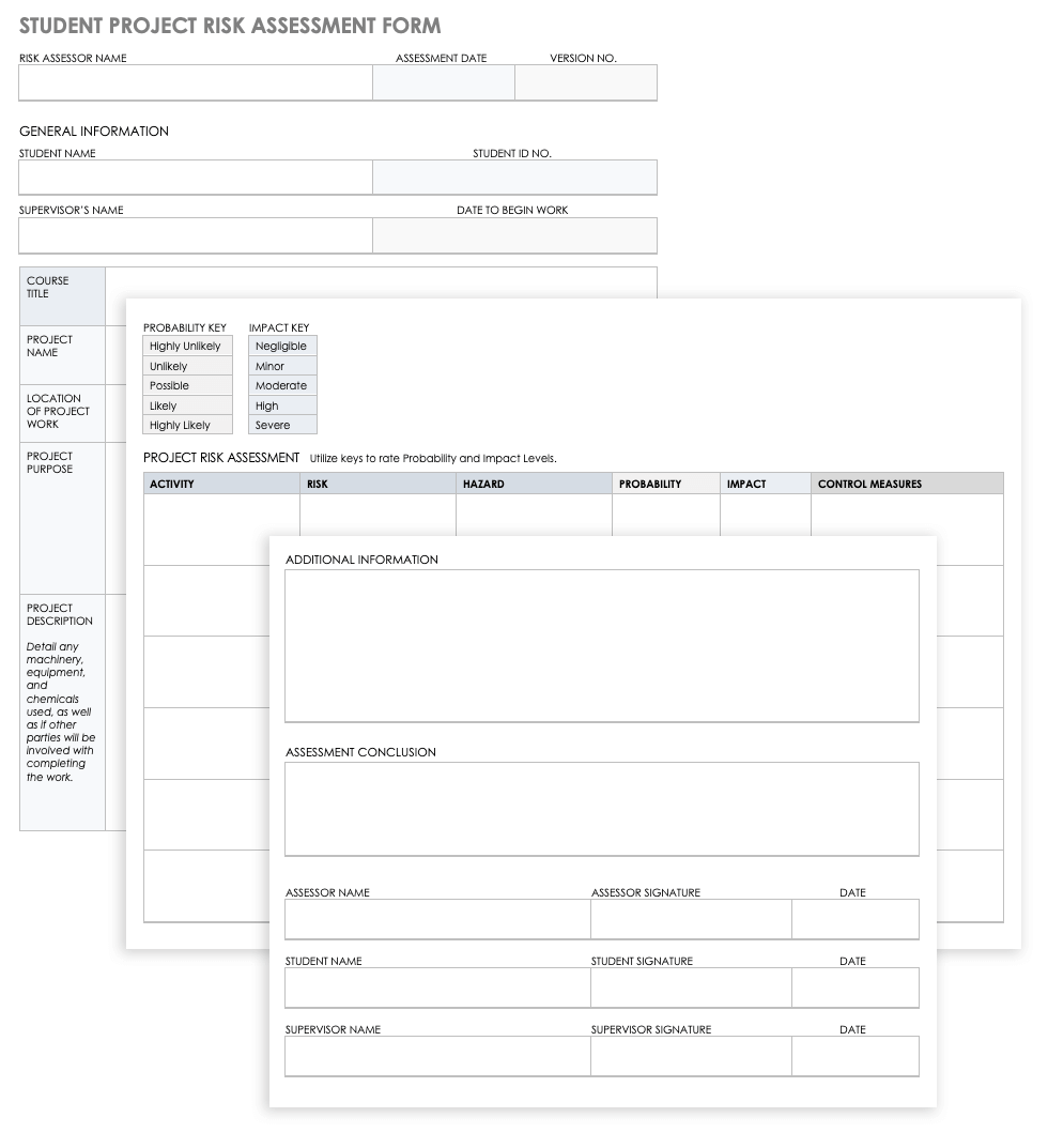 Student Project Risk Assessment Form