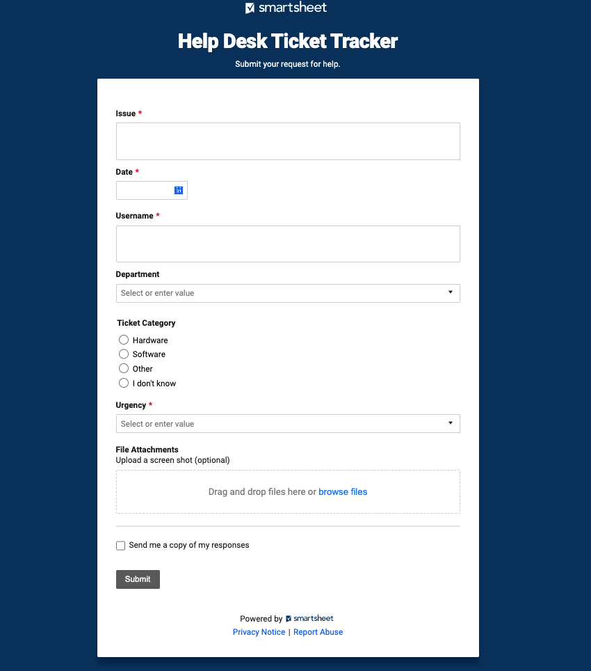 Smartsheet form