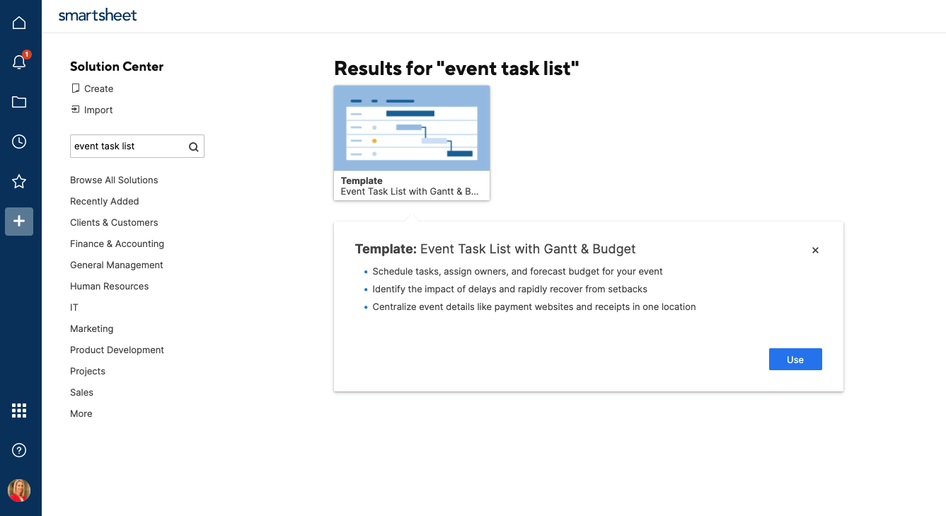 Event task list with Gantt Chart Smartsheet Solution Center