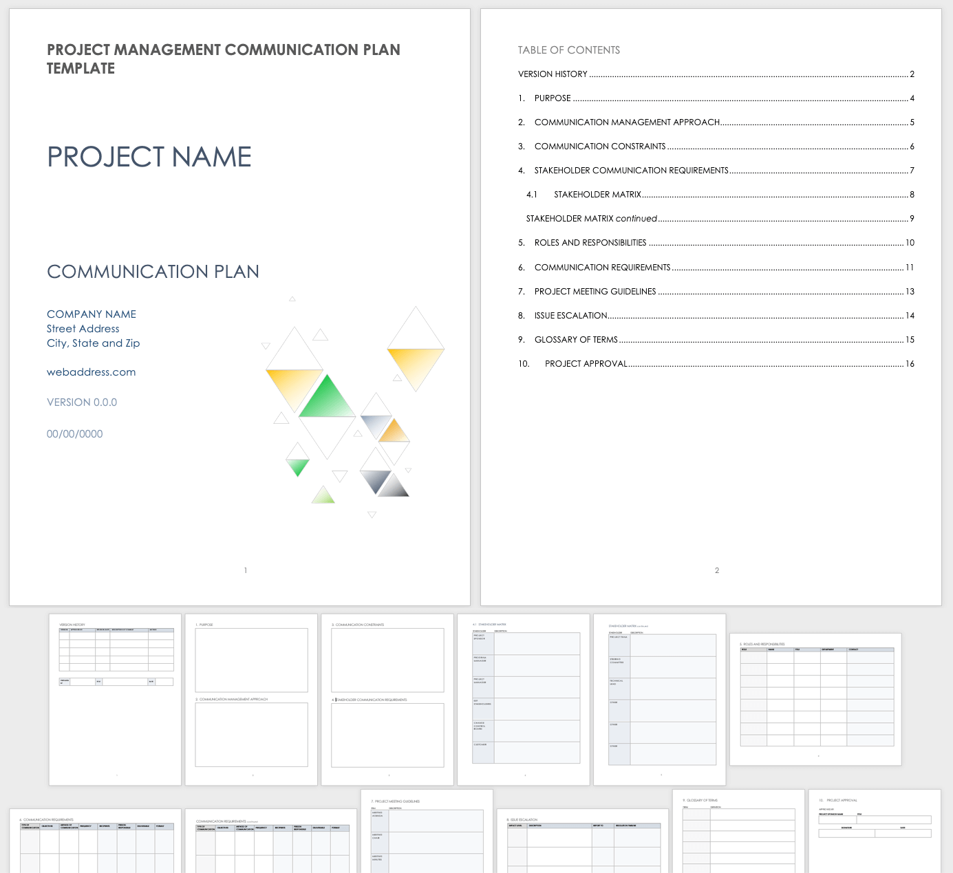 Project Management Communication Plan Template