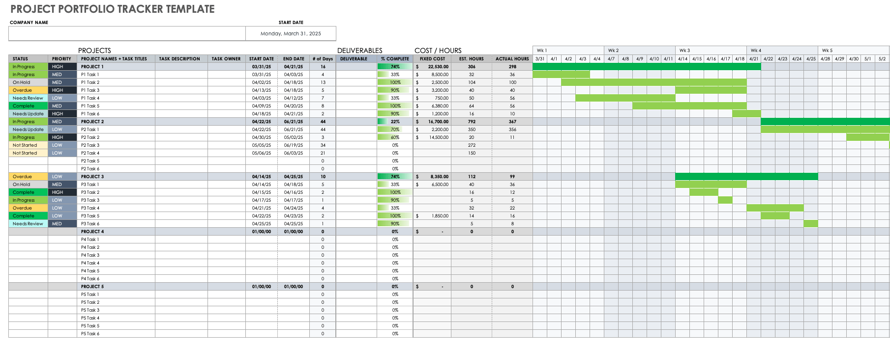 Project Portfolio Tracker Template