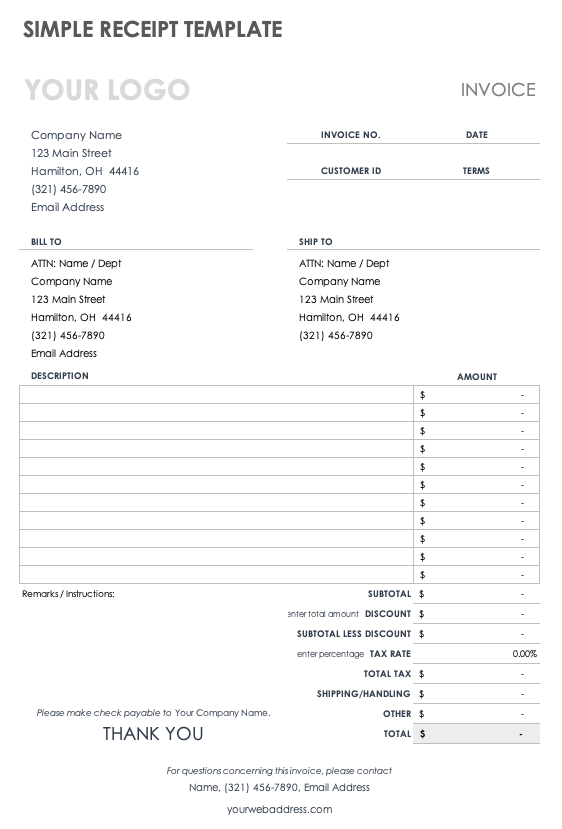 Simple Receipt Template