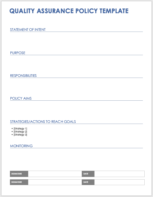 Quality Assurance Policy Template