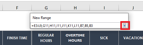 Timesheet New Range Selection