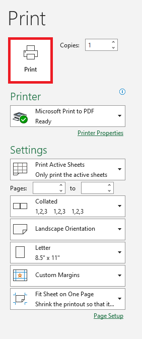 Timesheet Print Setup