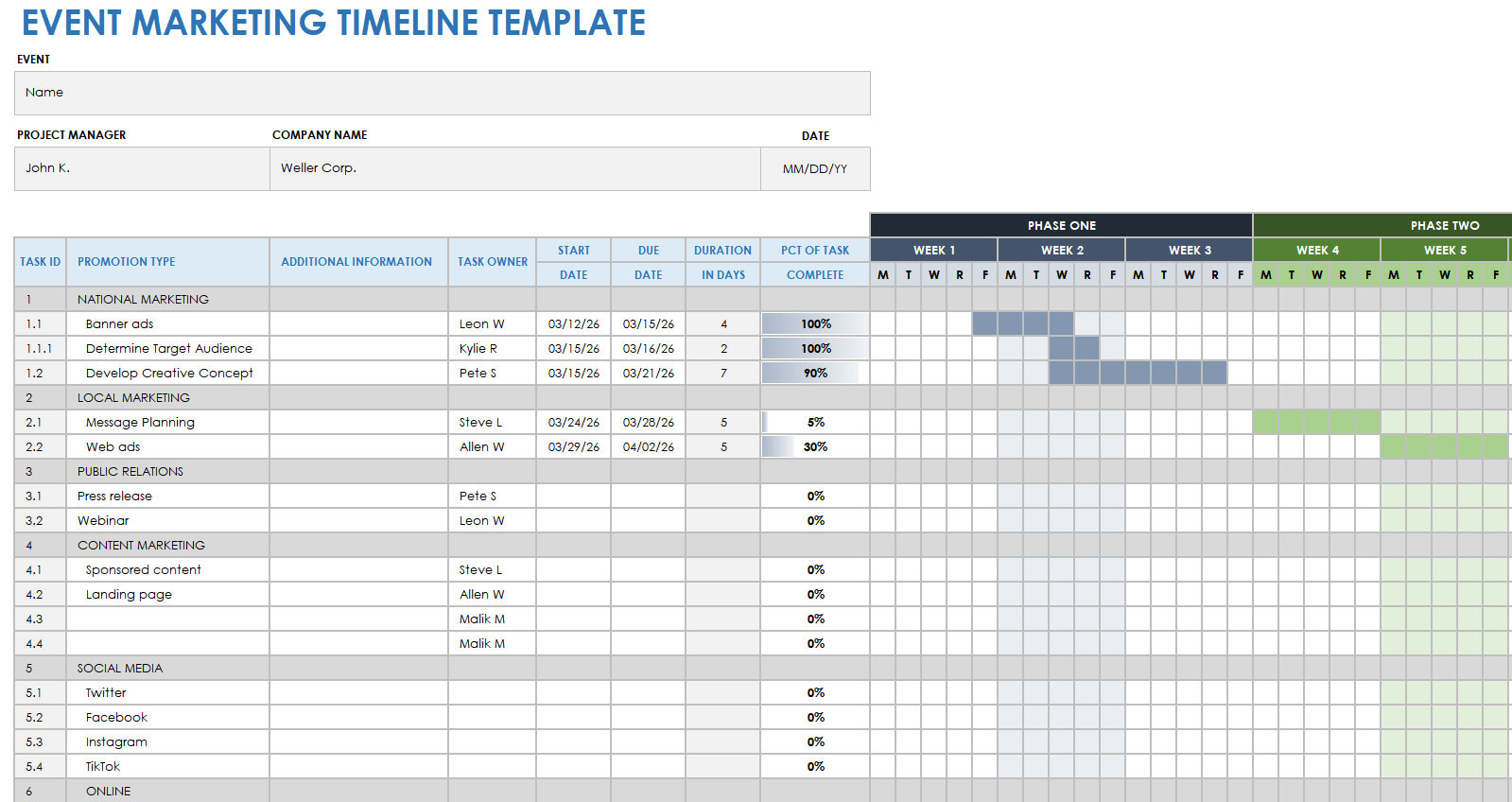 Event Marketing Timeline Template