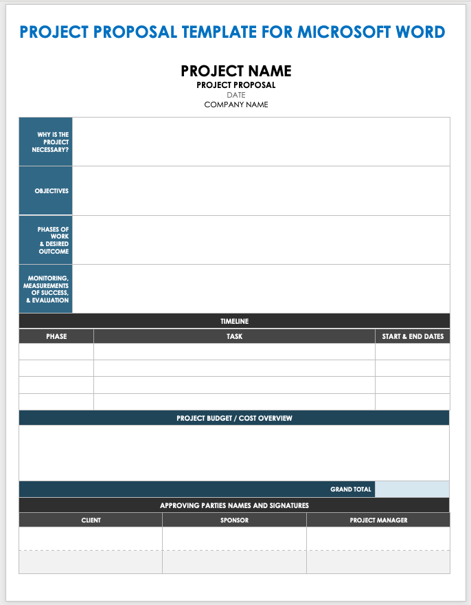 Project Proposal Template for Microsoft Word