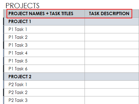 project tracker project names