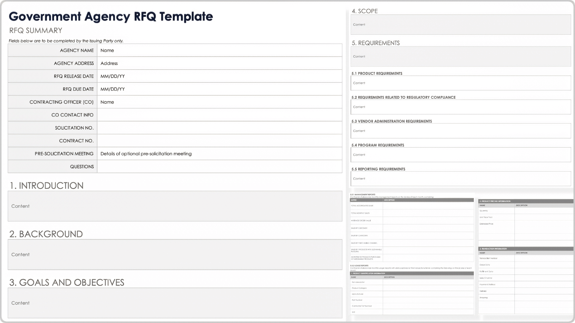 Government Agency RFQ Template