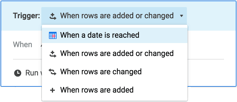 Choosing triggers for automated workflow in Smartsheet app