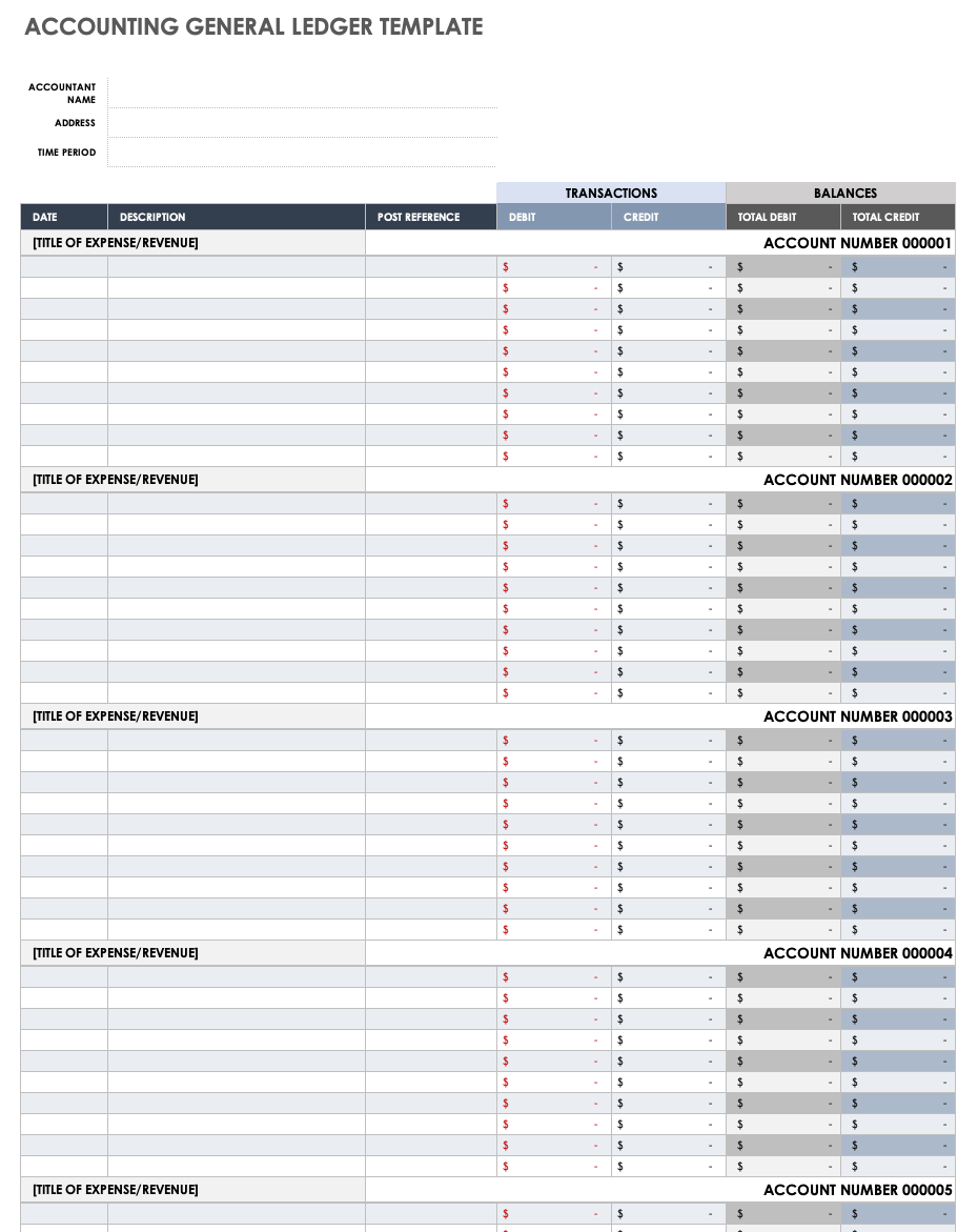 Accounting General Ledger Template