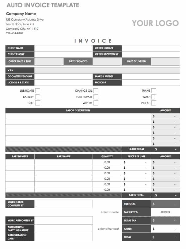 Auto Invoice Template