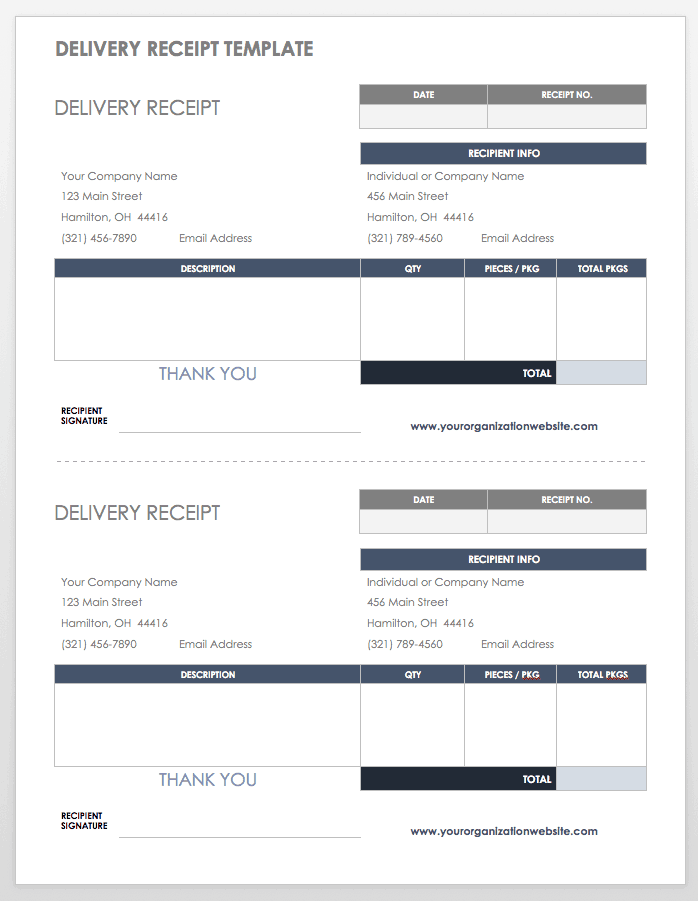 Delivery Receipt Template