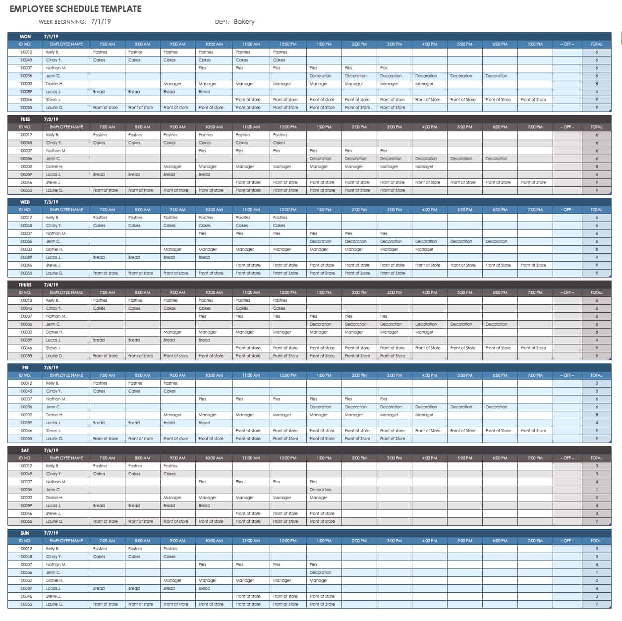 Employee Schedule Template 