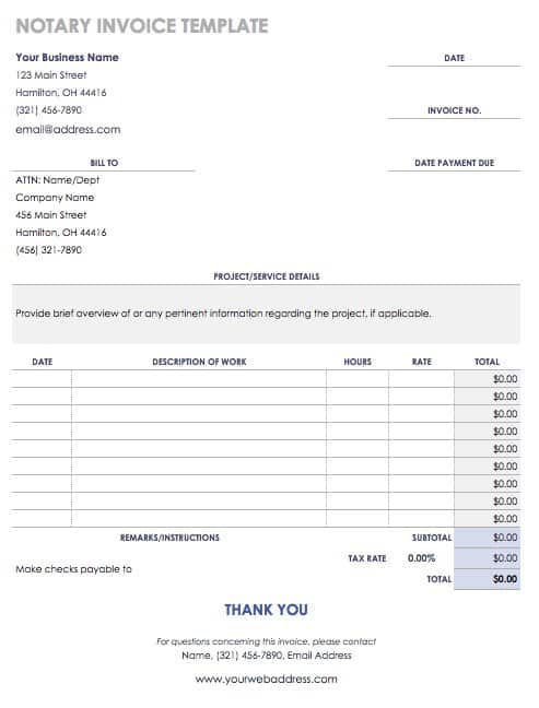 Notary Invoice Template Google