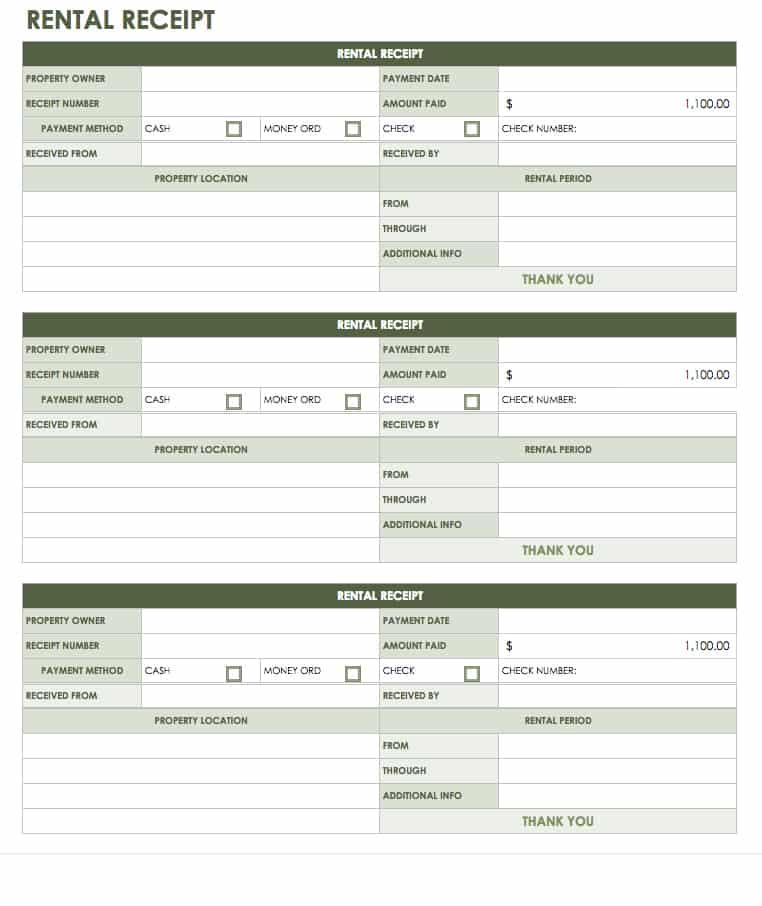 Rental Receipt Template