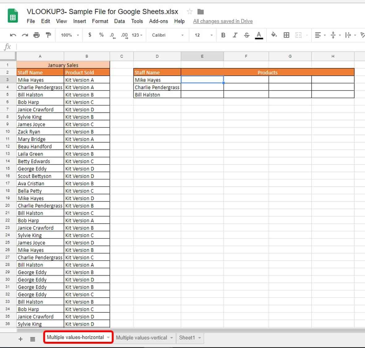 Google sheets lookup multiple values