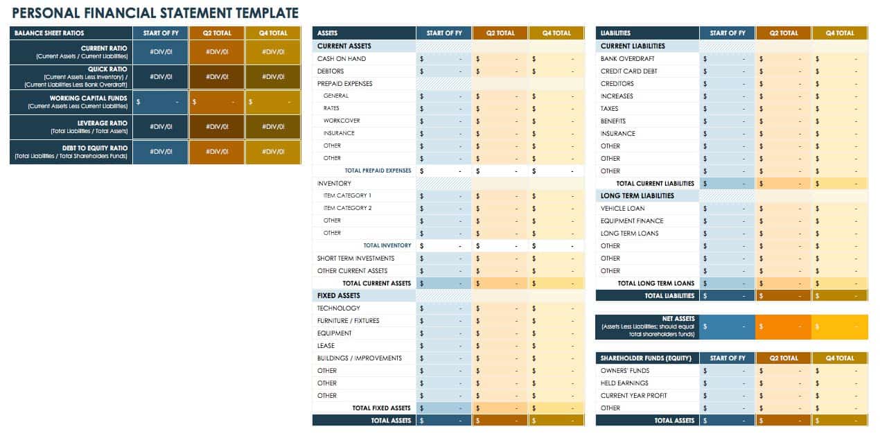 Personal Financial Statement Template