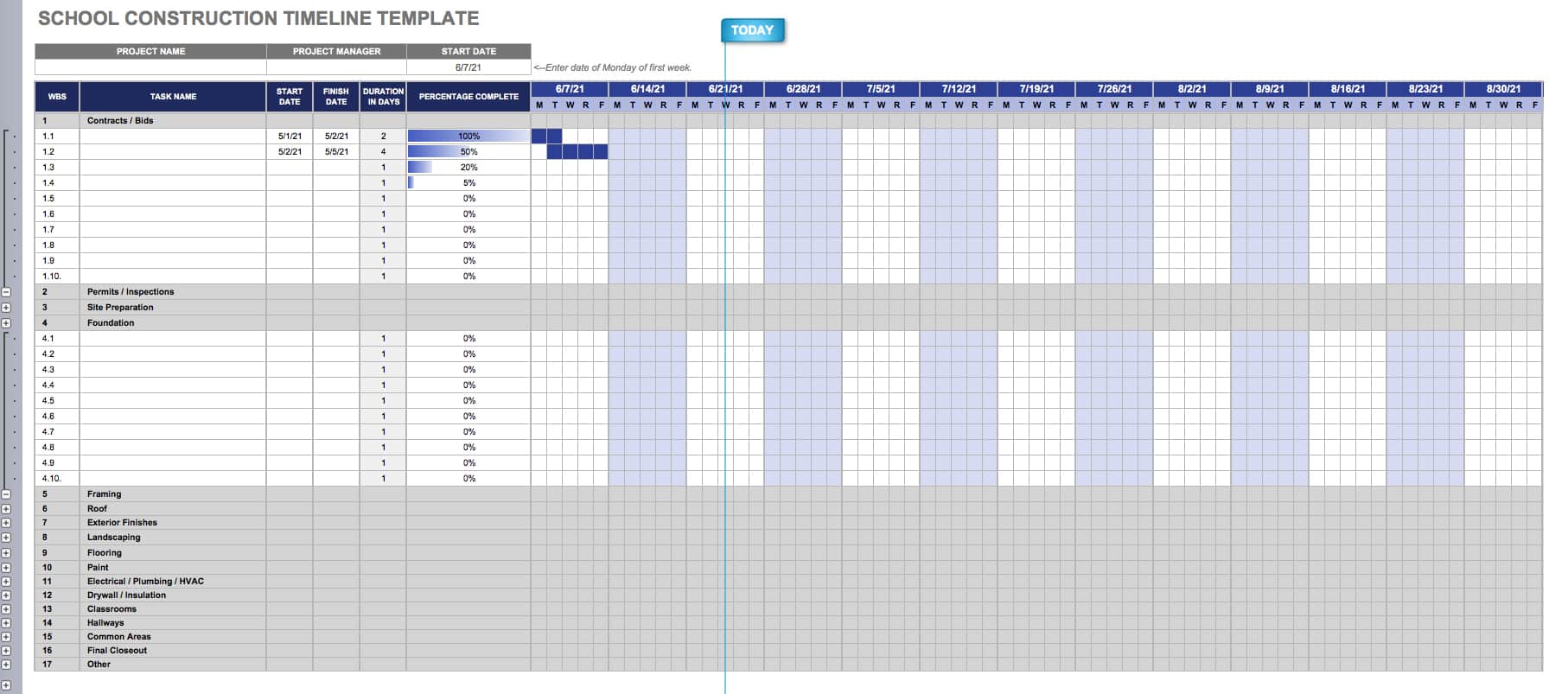 School Construction Timeline Template