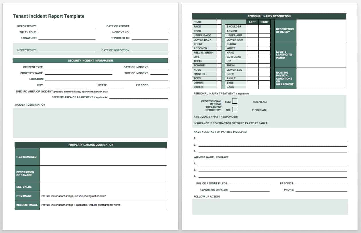 Tenant Incident Report Template