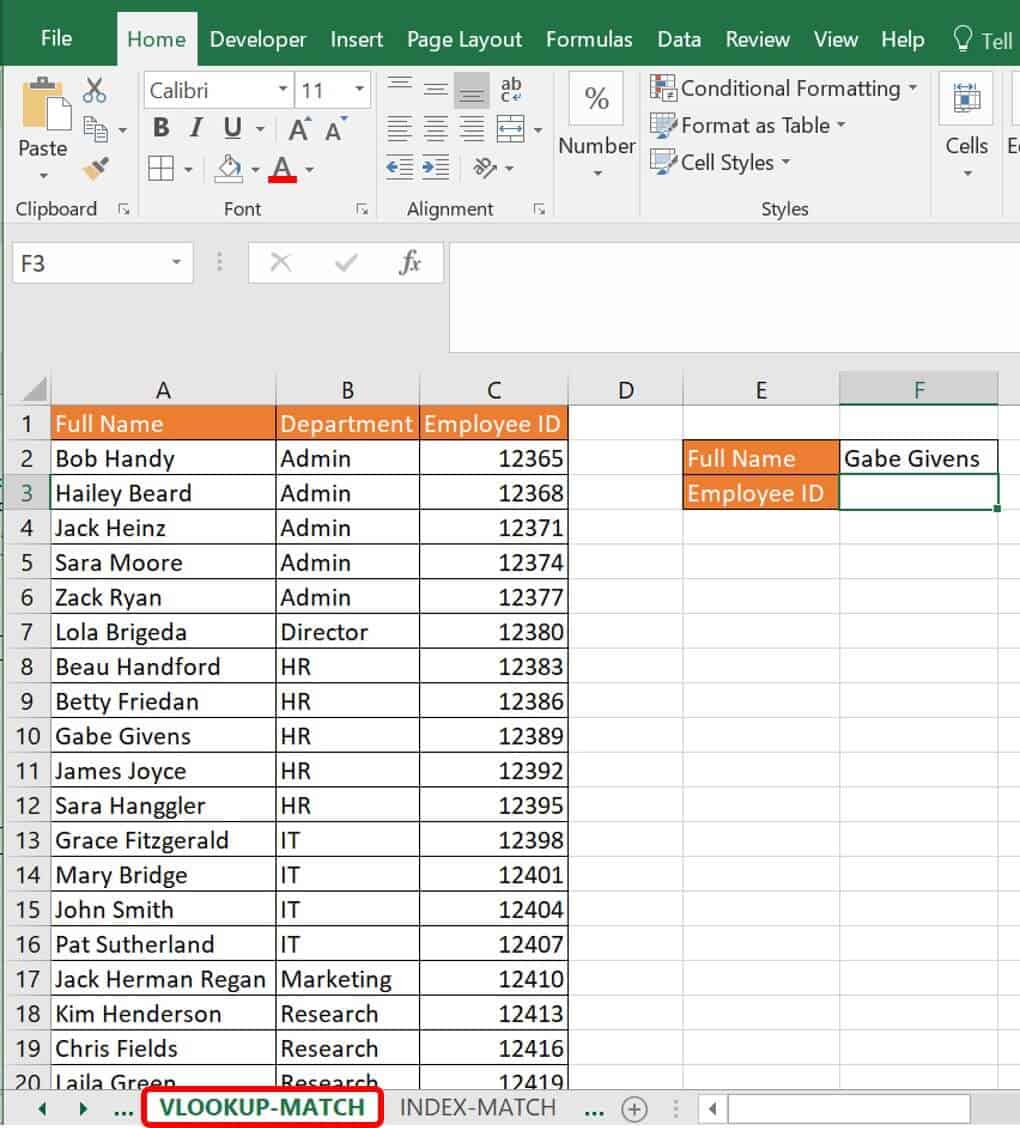 Vlookup MATCH combined