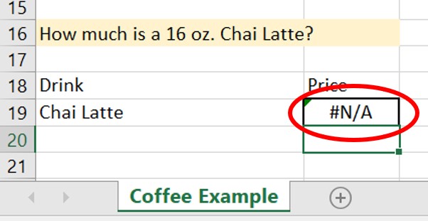 VLOOKUP N/A error example