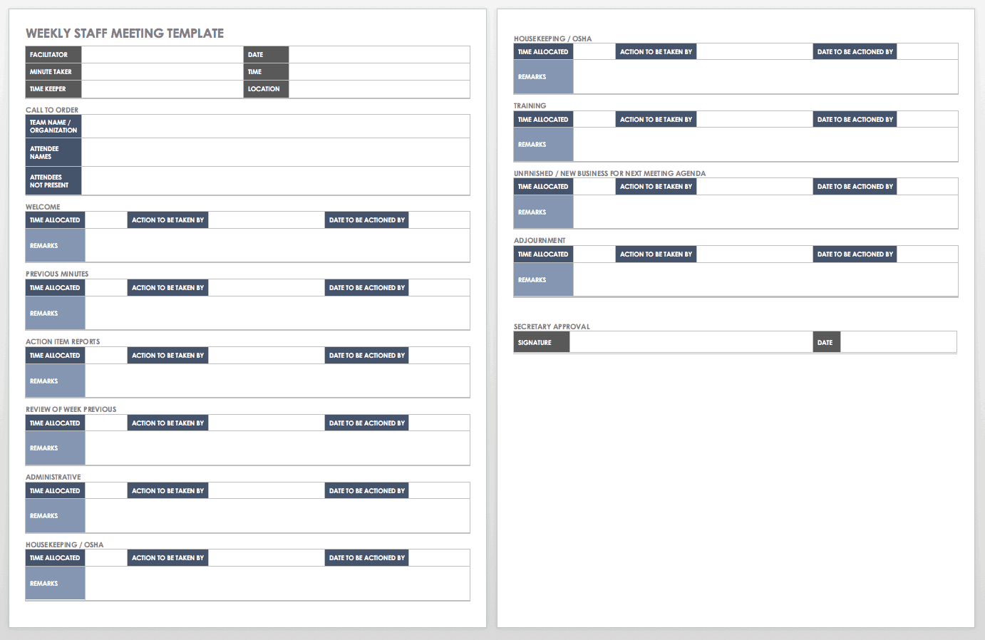 Weekly Staff Meeting Template