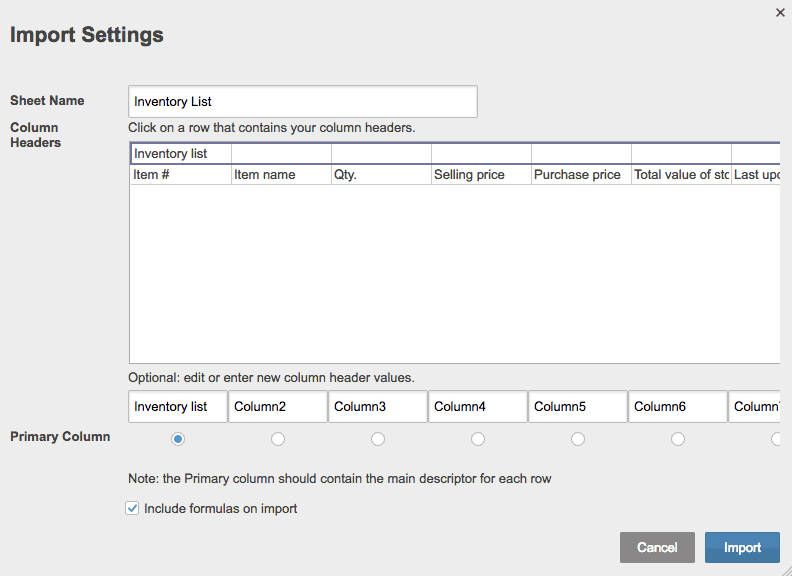 Import Settings