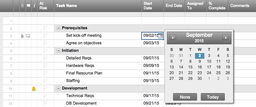 Add dates to Excel timeline template 