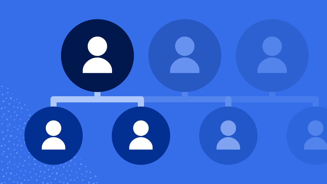 An organizational chart with current members highlighted and former members faded out.